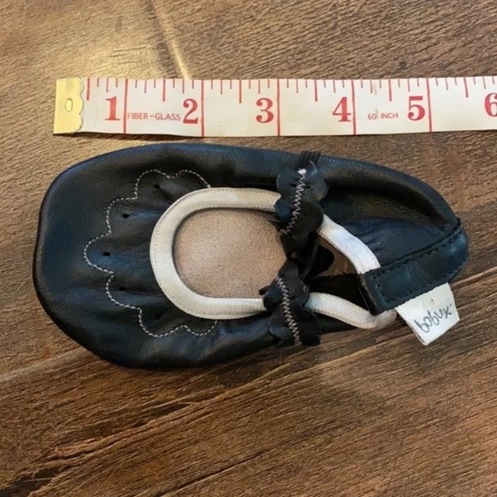 Bobux Black Leather Soft Sole Mary Janes Crib Shoe
